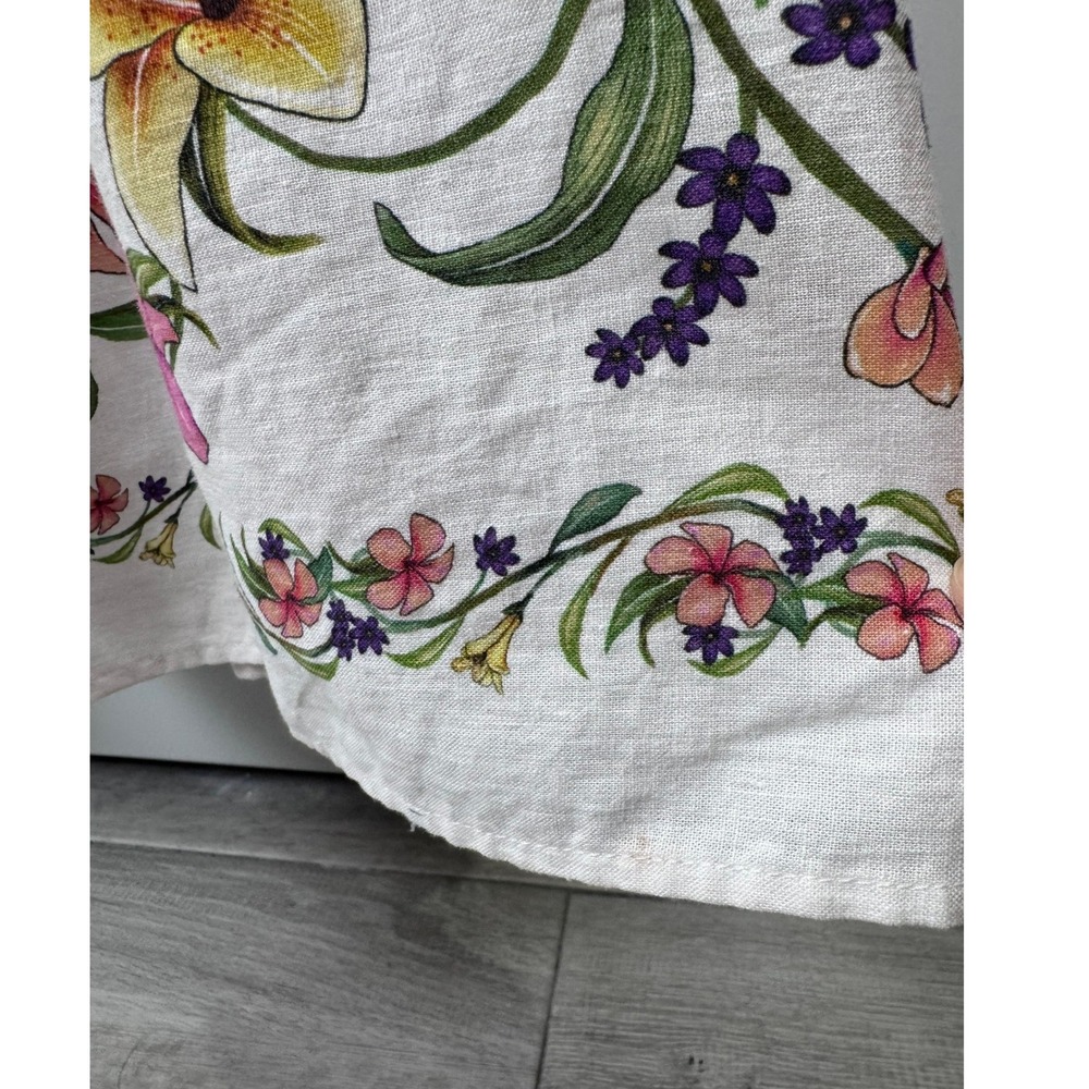 Farm Rio for Anthropologie Floral Linen Blend Tiered Maxi Dress White Medium - Picture 5 of 10